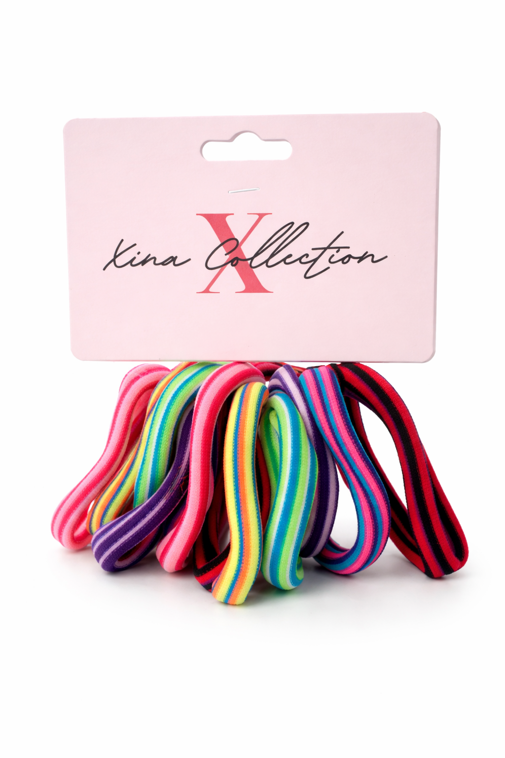 12 Hair Elastics - Colourful Stripes