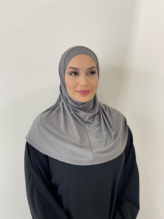 Dark Grey Two Piece Amira Hijab Set